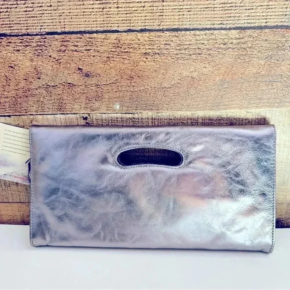 NWT Hobo International Katrina Metallic Pewter Clutch